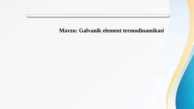 Galvanik element termodinamikasi