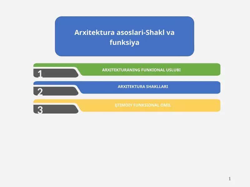 Arxitektura asoslari-Shakl va funksiya