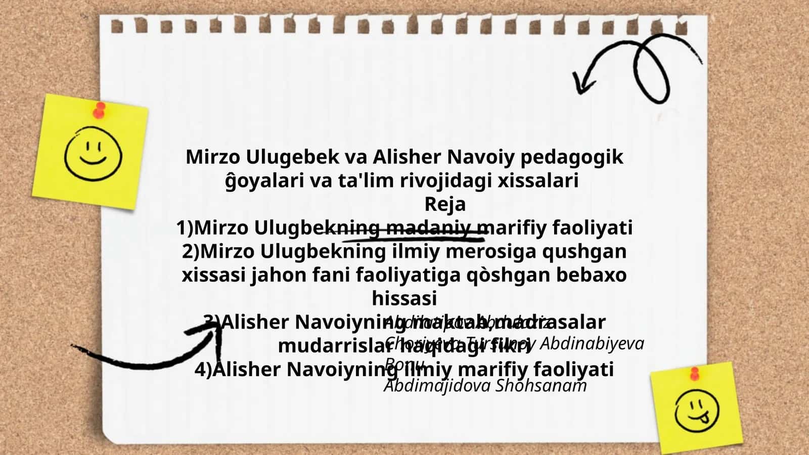 Mirzo Ulugebek va Alisher Navoiy pedagogik ĝoyalari va ta'lim rivojidagi xissalari