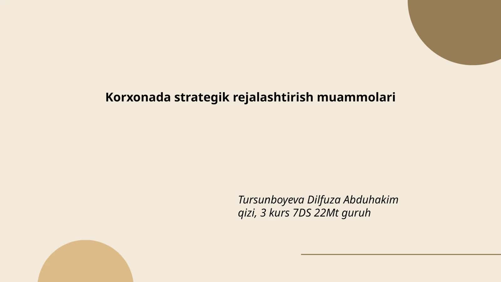 Korxonada strategik rejalashtirish muammolari