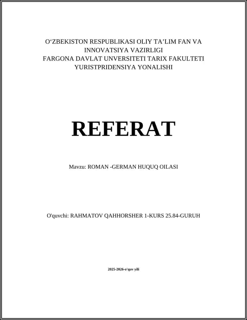 ROMAN -GERMAN HUQUQ OILASI