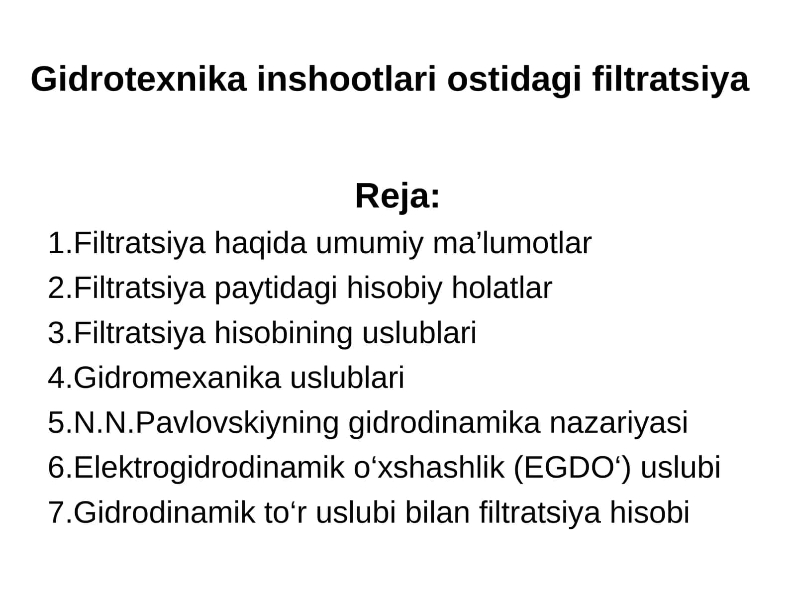 Gidrotexnika inshootlari ostidagi filtratsiya