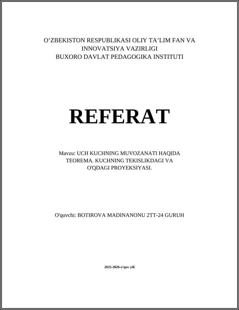 Uch Kuchning Muvozanati Haqida Teorema