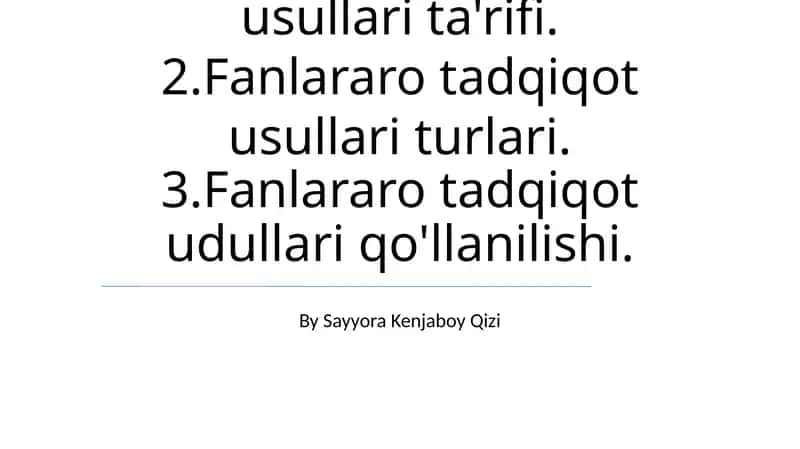 Fanlararo tadqiqot usullari