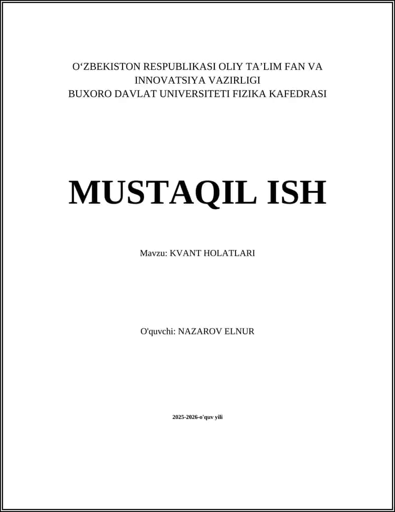 KVANT HOLATLARI