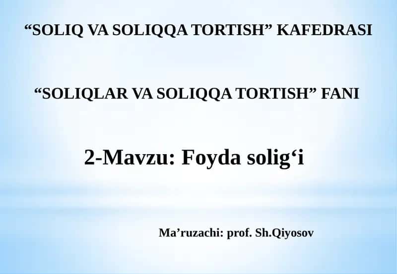 "Foydasolig‘i"