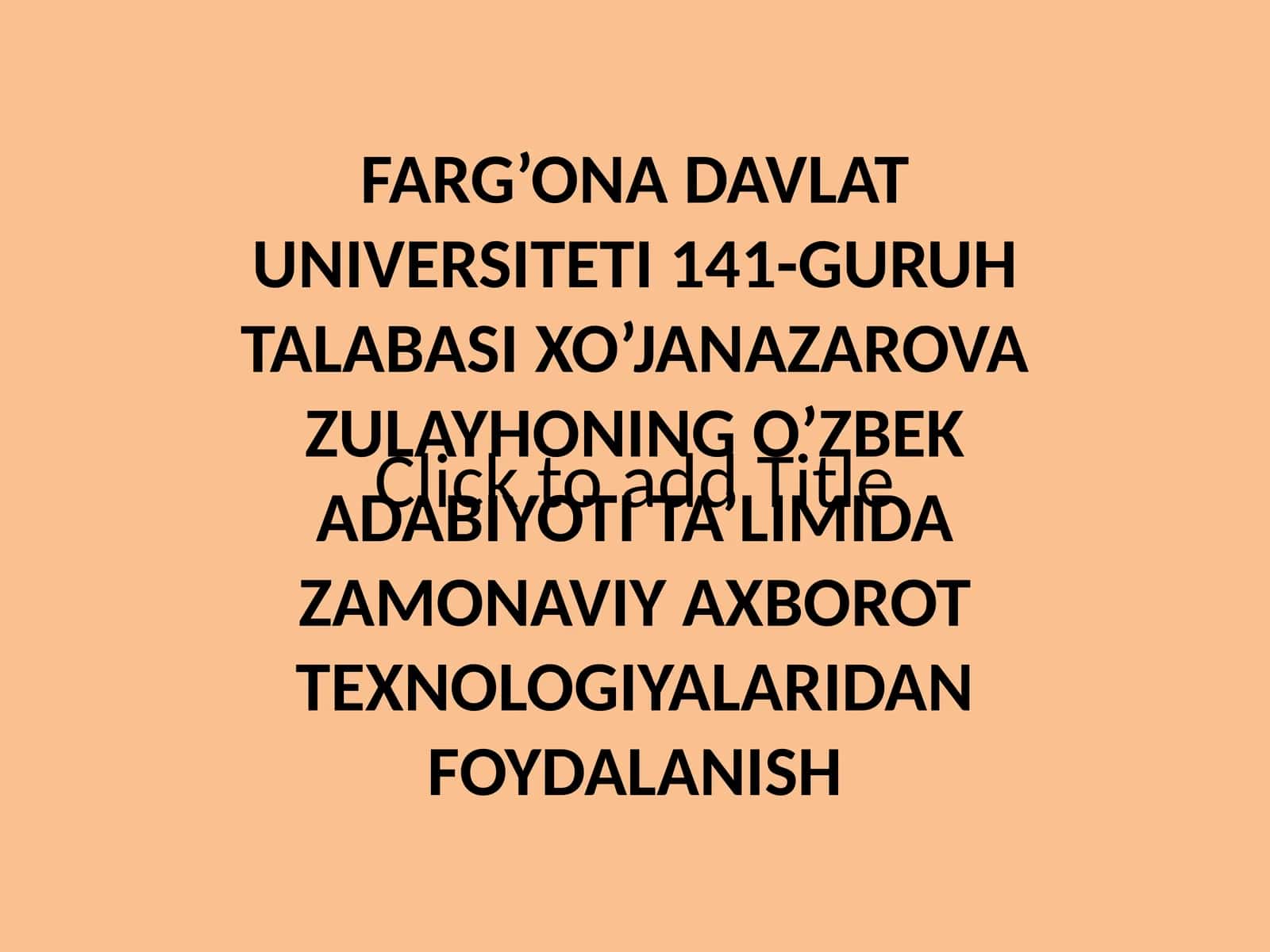 EXCEL DASTURI YORDAMIDA XRONOLOGIK JADVAL TUZISH VA ADABIYOT DARSIDA QO’LLASH USULLARI