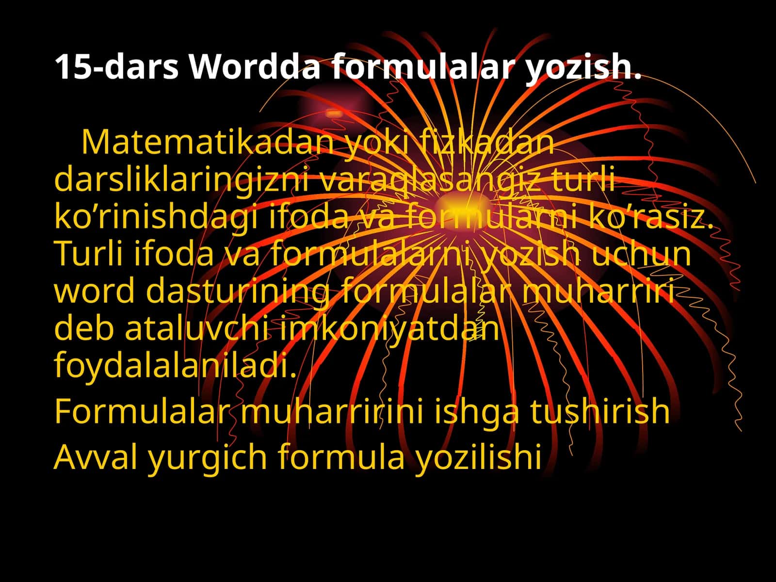 15-dars Wordda formulalar yozish