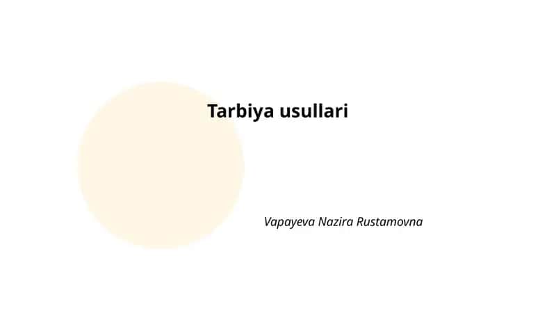 Tarbiya usullari