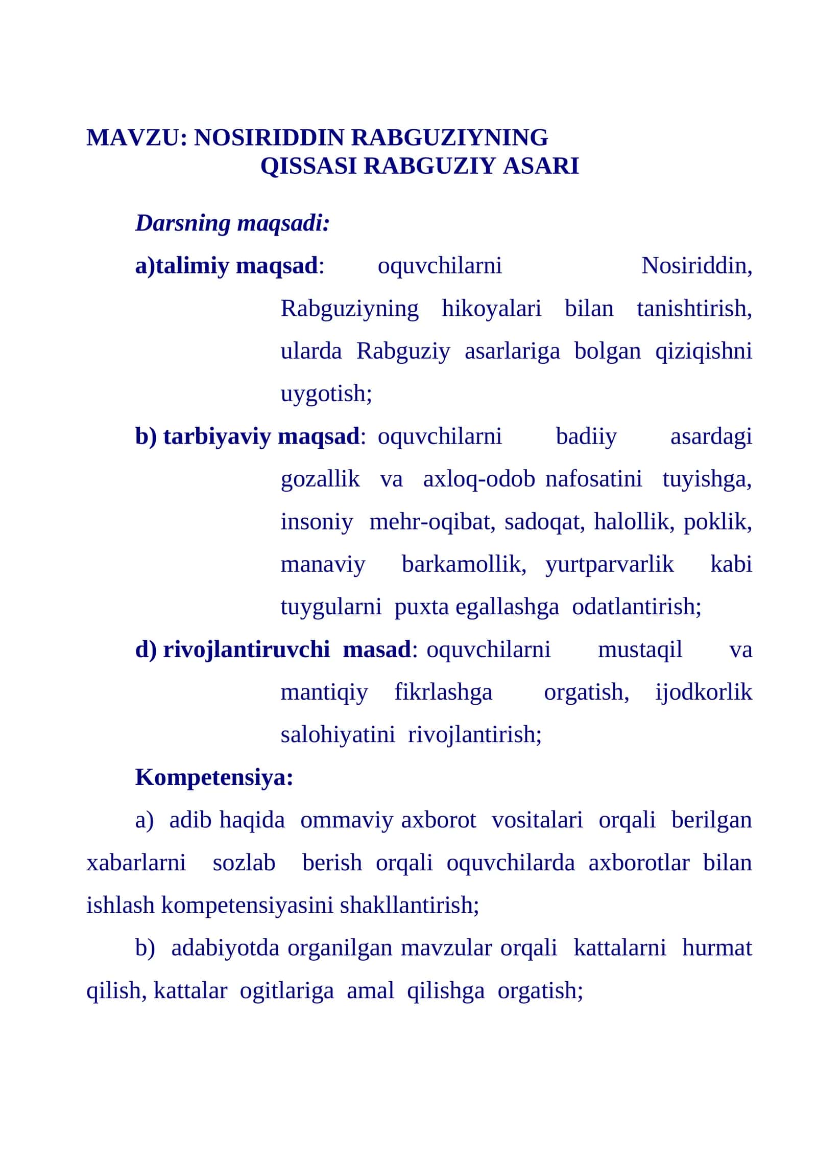 NOSIRIDDIN RABG’UZIYNING “QISSASI RABG’UZIY” ASARI