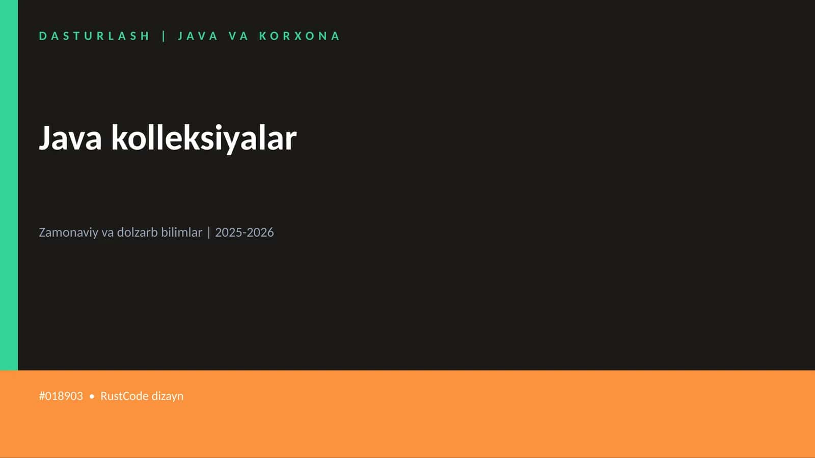 DASTURLASH | JAVA VA KORXONA