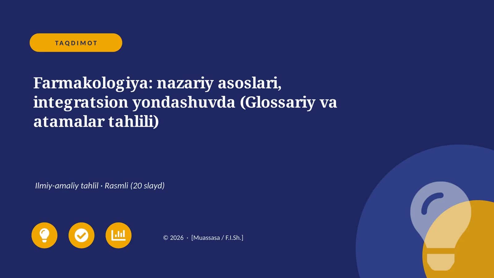 Farmakologiya: nazariy asoslari, integratsion yondashuvda (Glossariy va atamalar tahlili)
