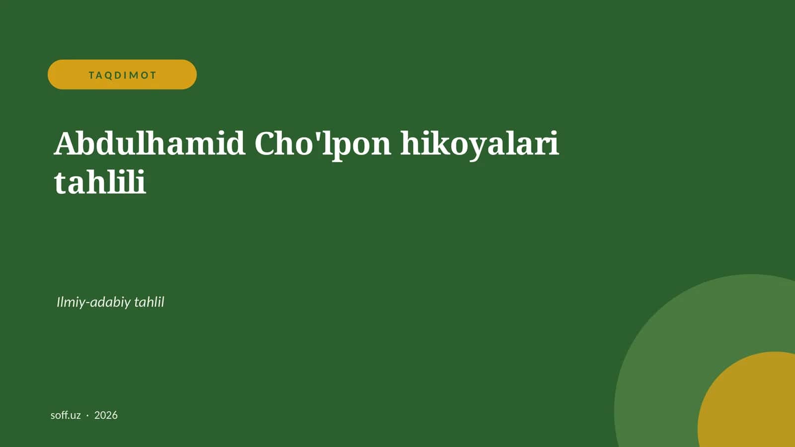 Abdulhamid Cho'lpon hikoyalari tahlili