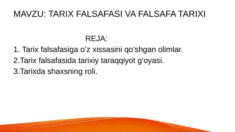 Tarix Falsafasi va Falsafa Tarixi