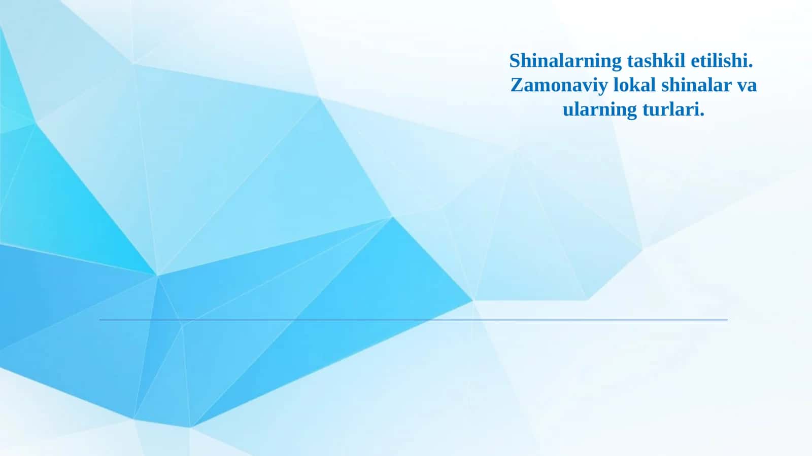 Zamonaviy lokal shinalar va ularning turlari