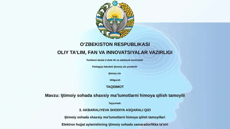 Ijtimoiy sohada shaxsiy ma'lumotlarni himoya qilish tamoyillari