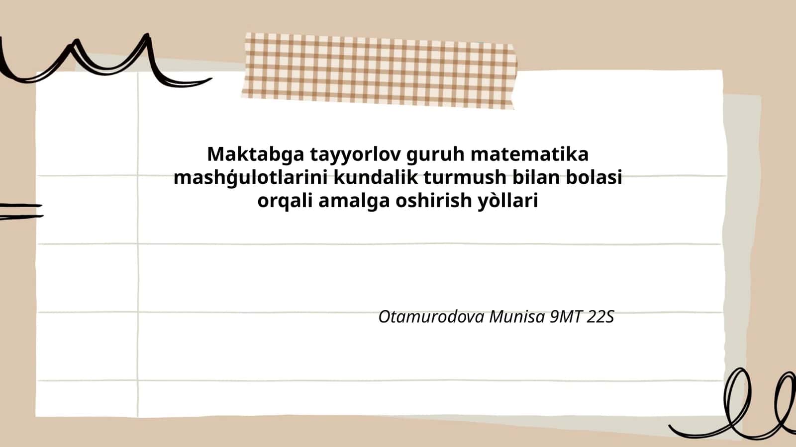 Maktabga tayyorlov guruh matematika mashģulotlarini kundalik turmush bilan bolasi orqali amalga oshirish yòllari