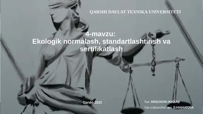 Ekologiknormalash,standartlashtirishvasertifikatlash