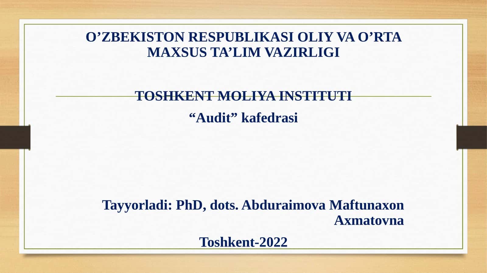 Moliyaviy hisobot auditining maqsadi