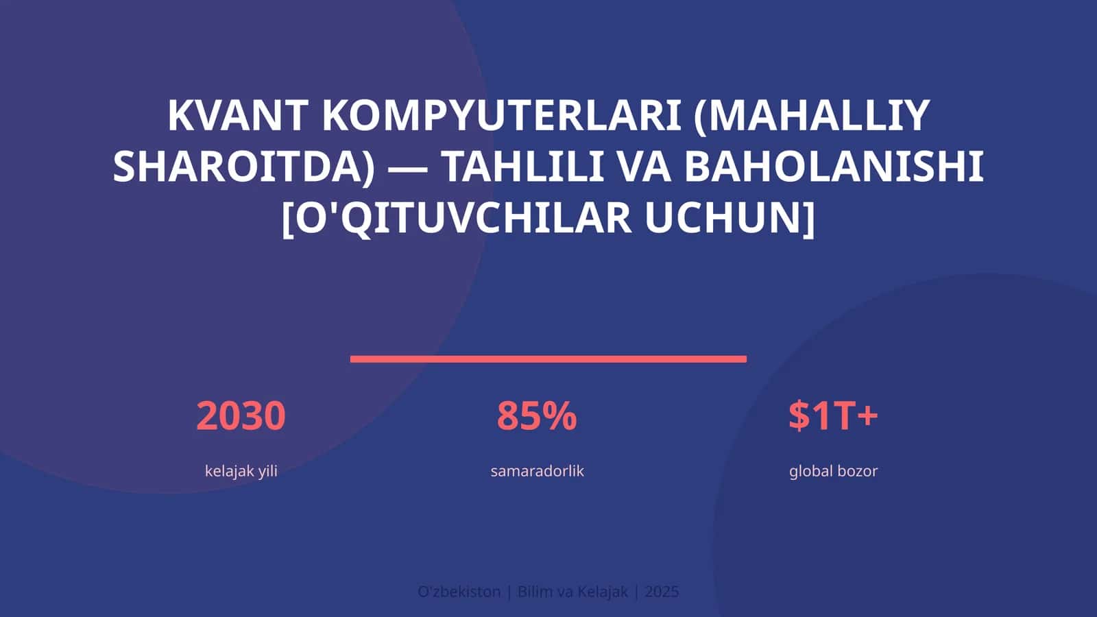 KVANT KOMPYUTERLARI (MAHALLIY SHAROITDA) — TAHLILI VA BAHOLANISHI [O'QITUVCHILAR UCHUN]