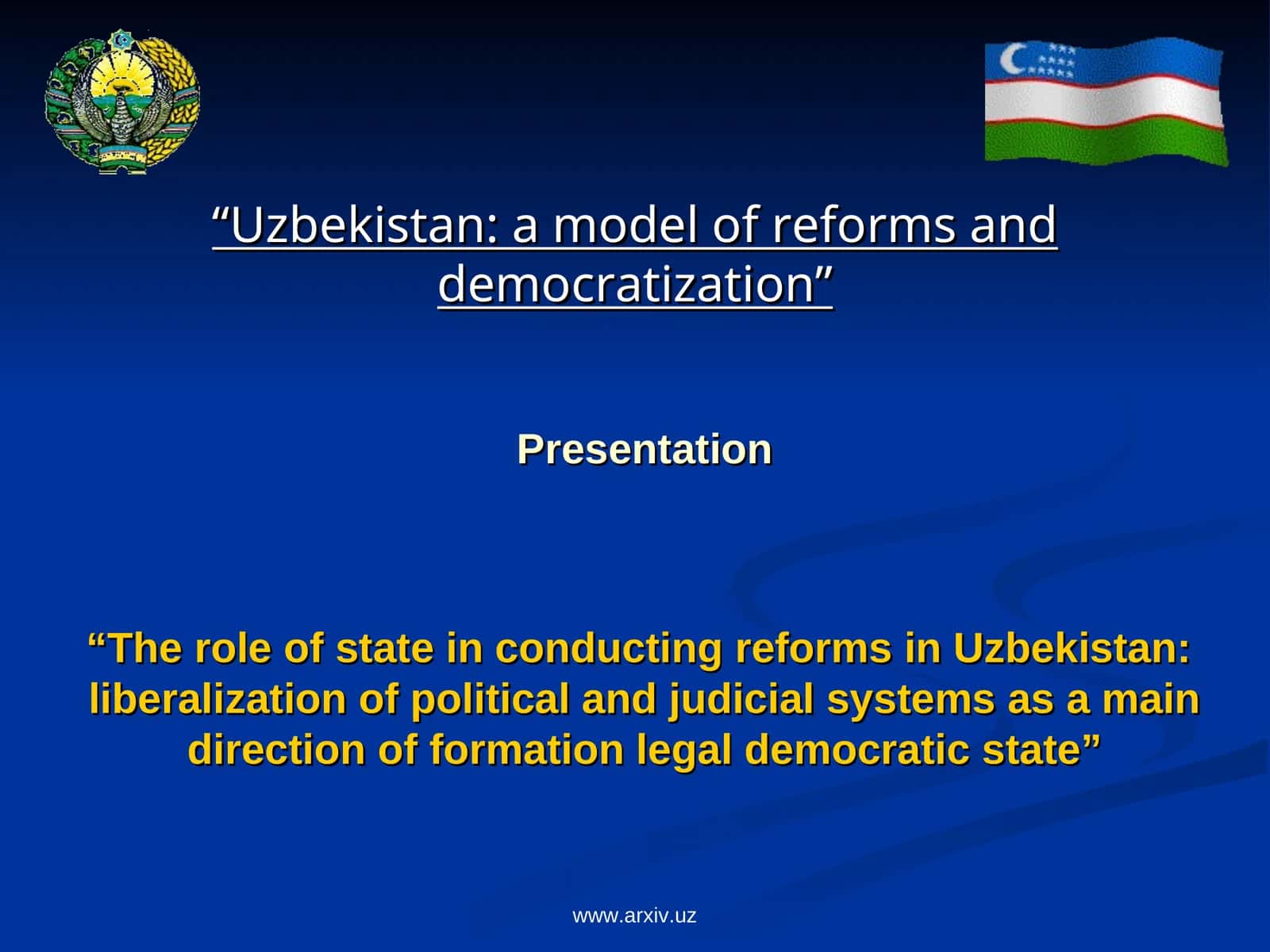 The role of state in conducting reforms in Uzbekistan