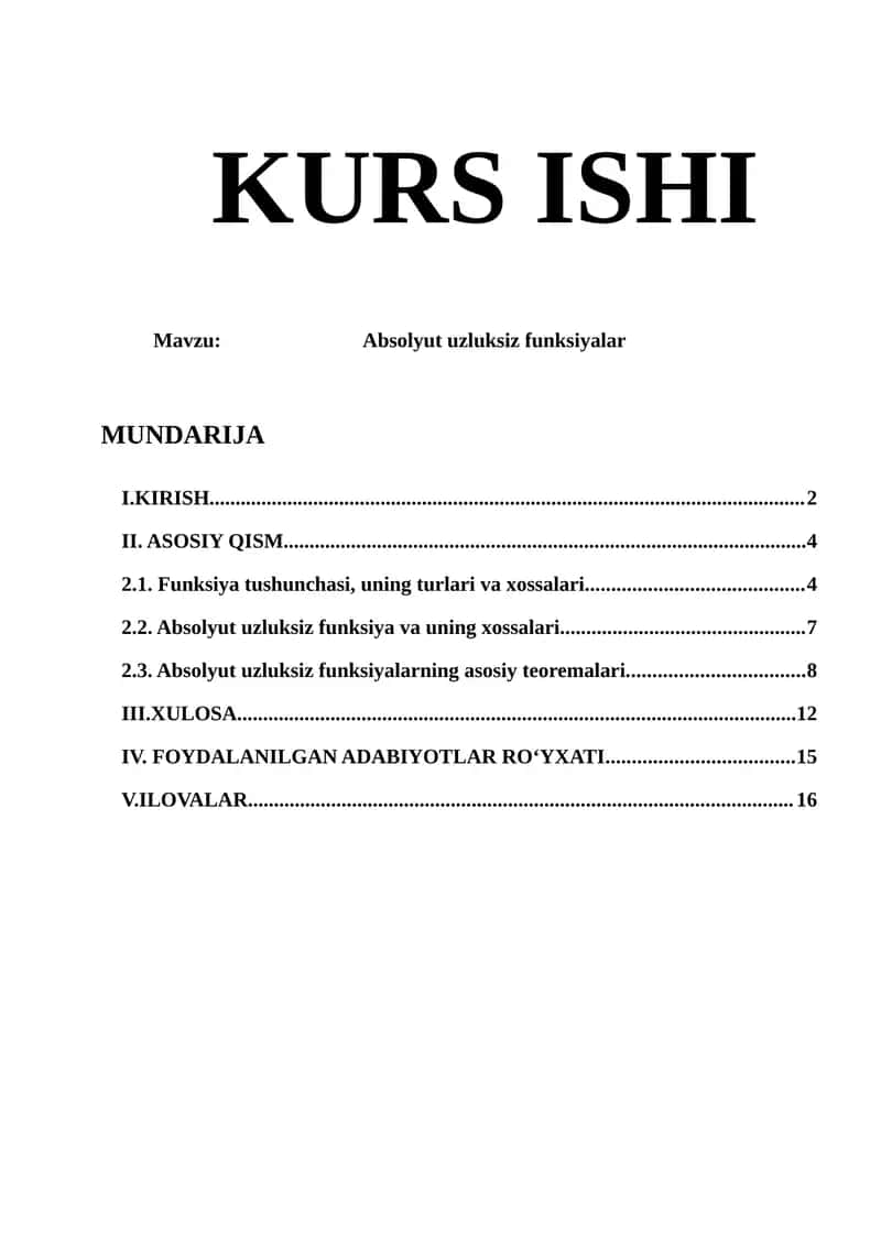 Absolyut uzluksiz funksiyalar