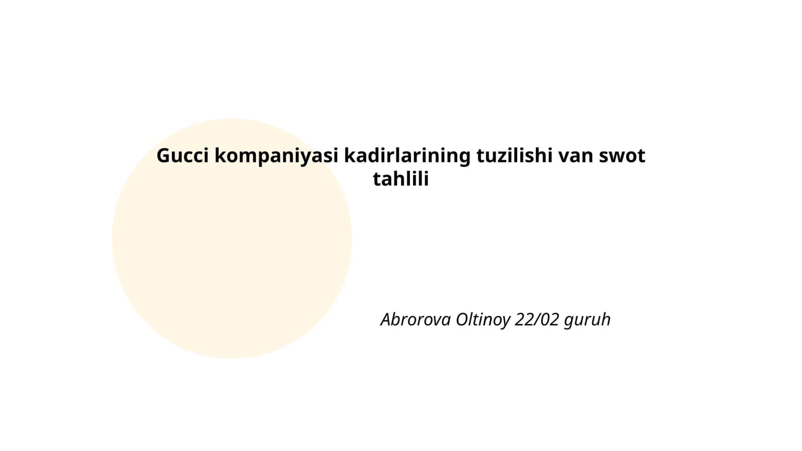 Gucci kompaniyasi kadirlarining tuzilishi van swot tahlili