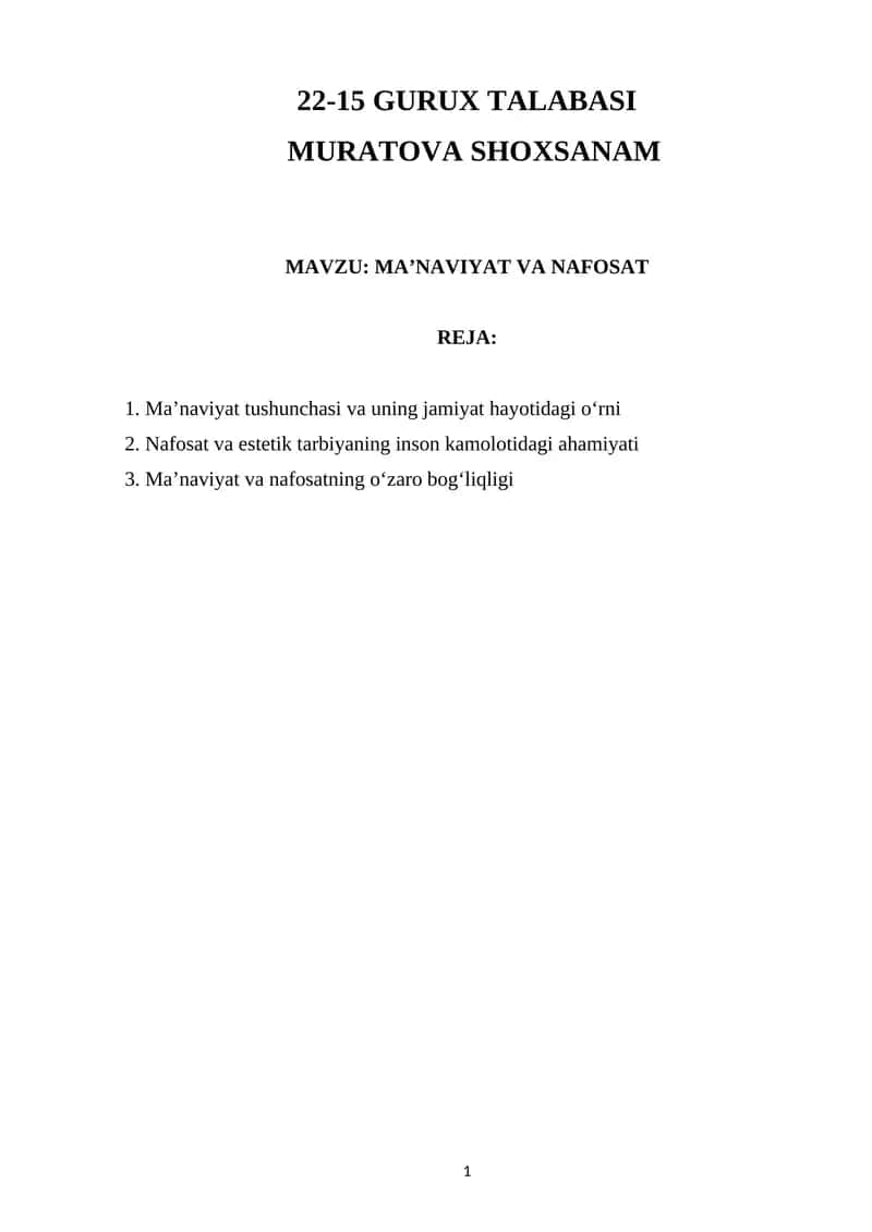 Manaviyat va Nafasat