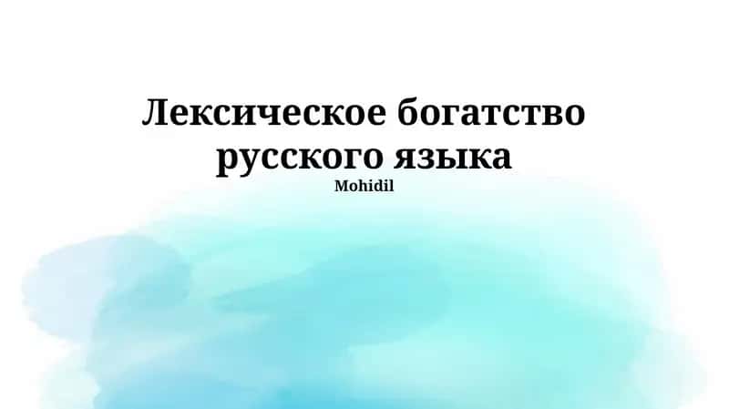Лексическое богатство русского языка