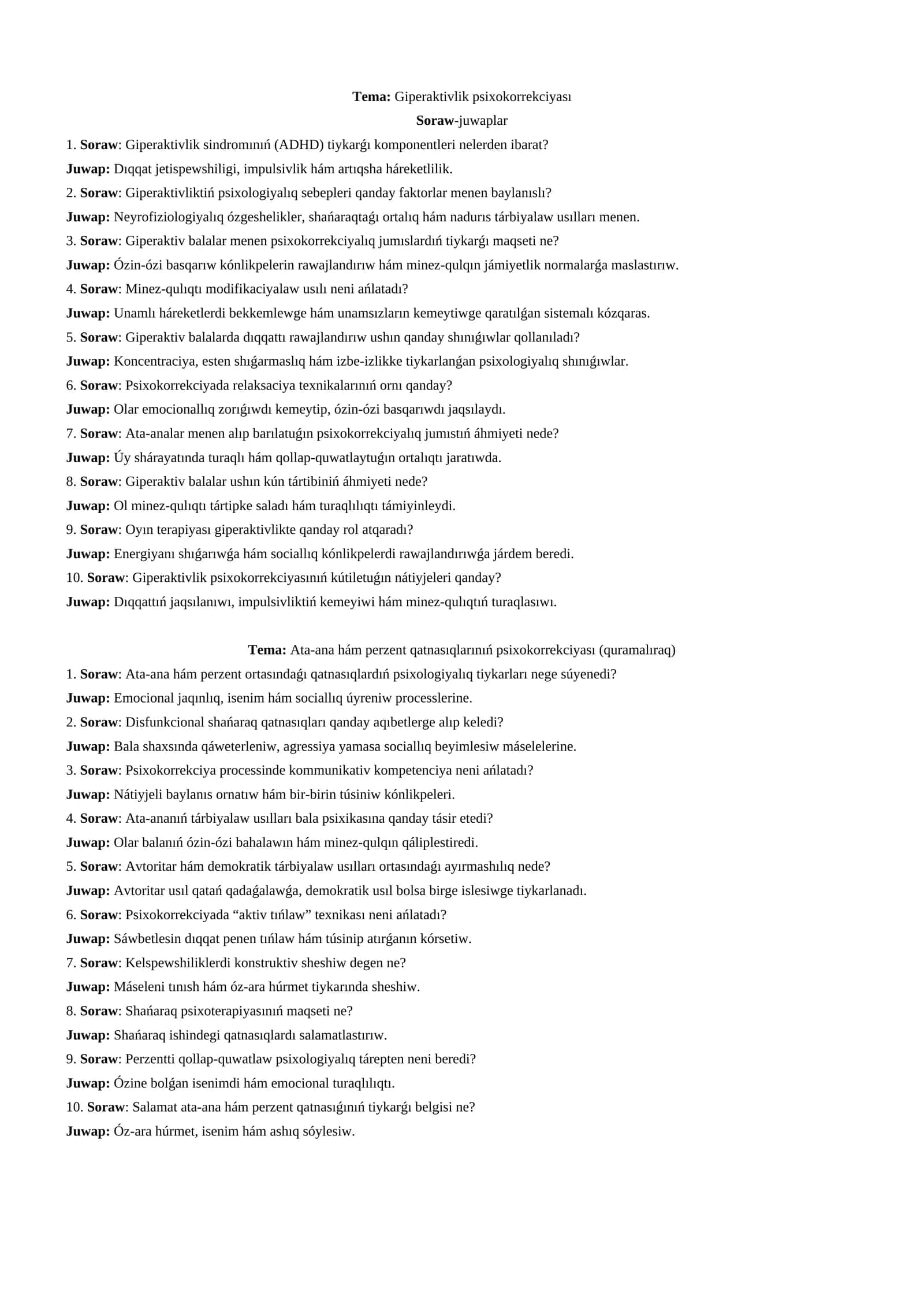 Giperaktivlik psixokorrekciyası