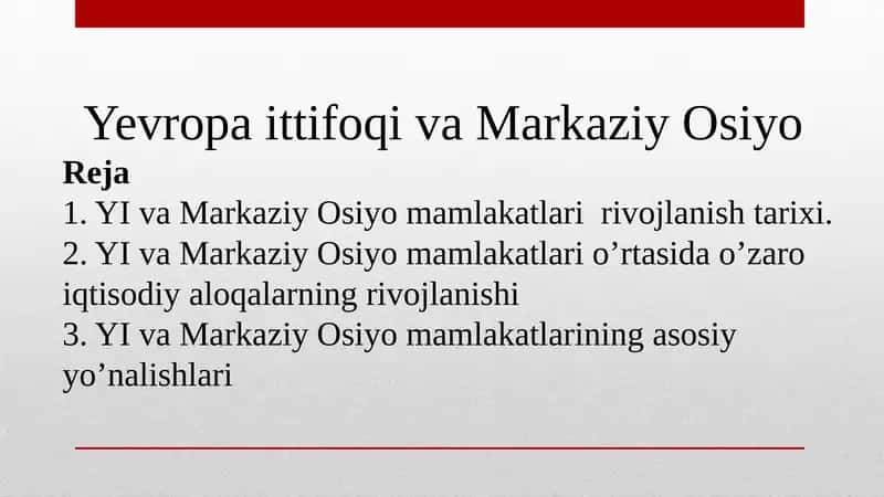 Yevropa Ittifoqi va Markaziy Osiyo