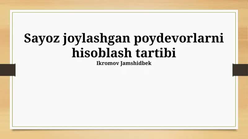 Sayoz joylashgan poydevorlarni hisoblash tartibi