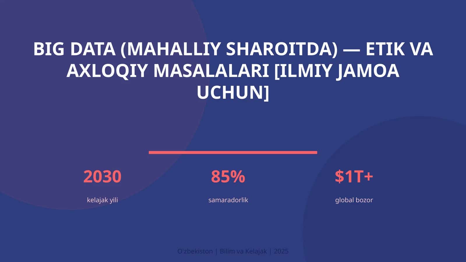 BIG DATA (MAHALLIY SHAROITDA) — ETIK VA AXLOQIY MASALALARI [ILMIY JAMOA UCHUN]