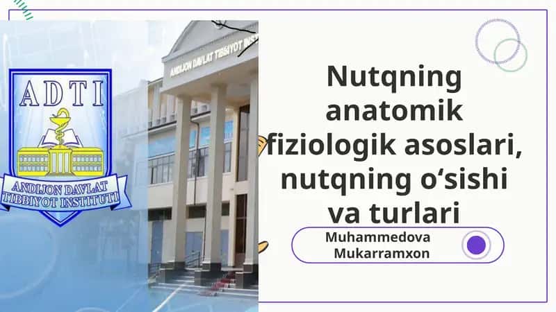 Nutqning anatomik fiziologik asoslari, nutqning oʻsishi va turlari