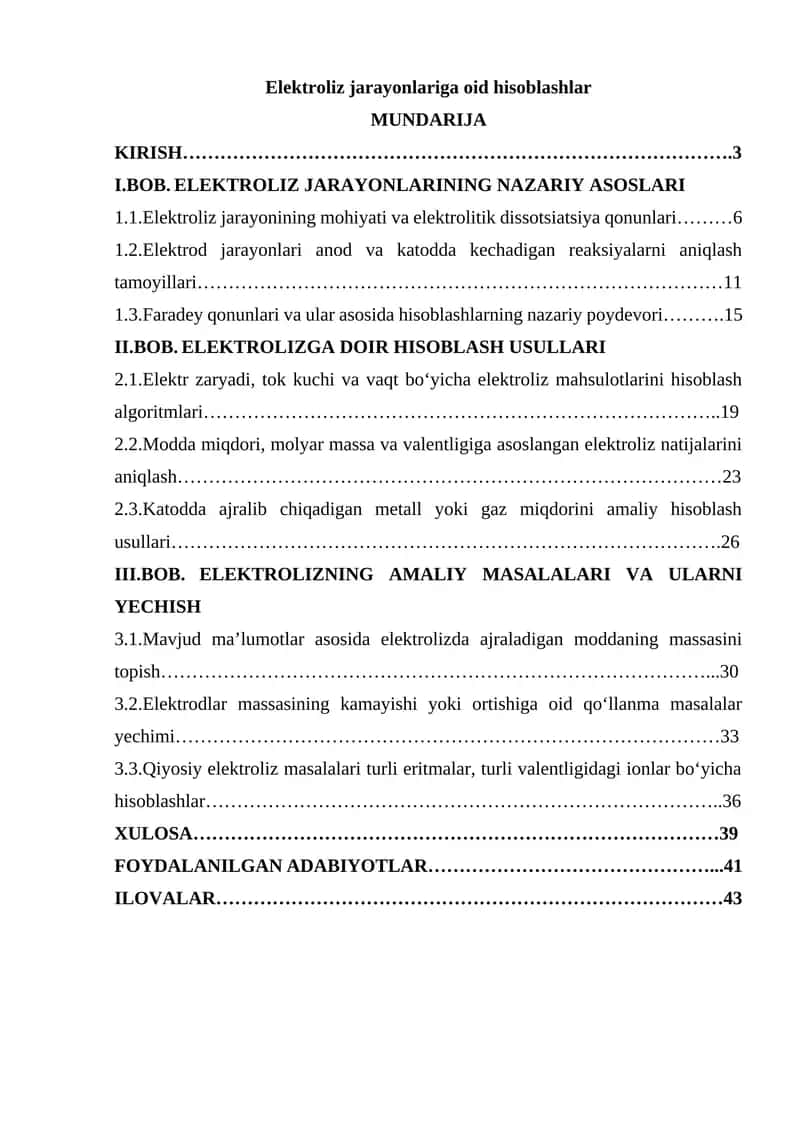 Elektroliz jarayonlariga oid hisoblashlar
