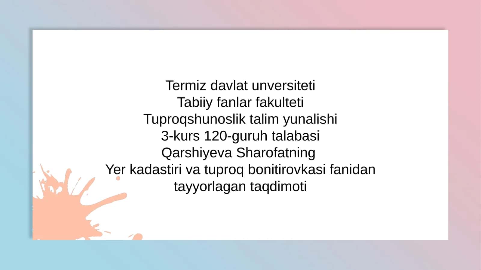 Tuproq bonitirovkasi