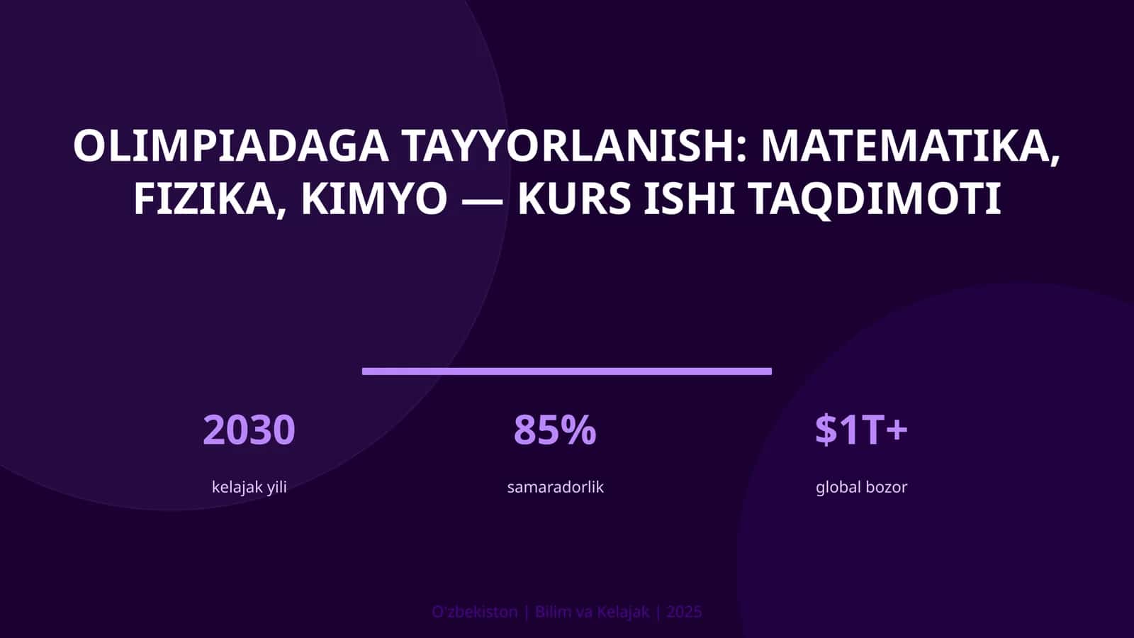 Olimpiadaga Tayyorlanish: Matematika, Fizika, Kimyo — Kurs Ishi Taqdimoti