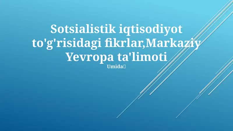 Markaziy Yevropa Sotsializmining kelajagi