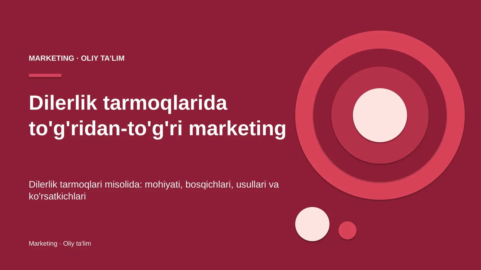 Dilerlik tarmoqlarida to'g'ridan-to'g'ri marketing