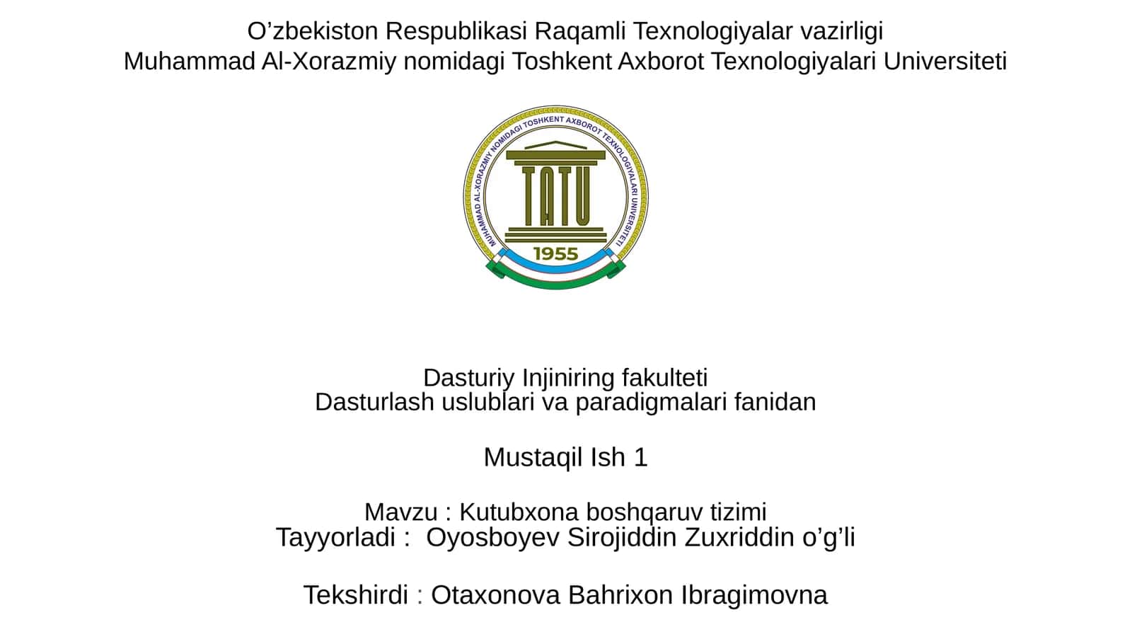 Kutubxona boshqaruv tizimi
