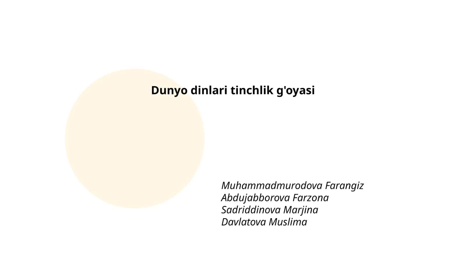 Dunyo dinlari tinchlik g'oyasi