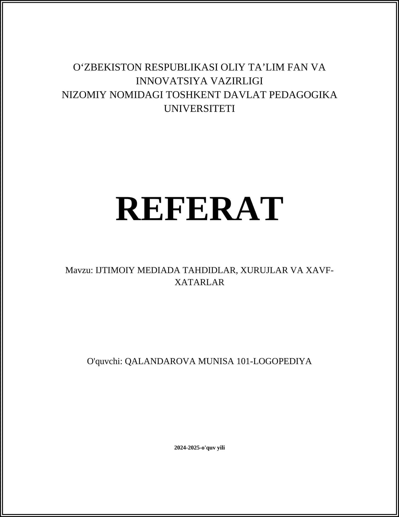 IJTIMOIY MEDIADA TAHDIDLAR, XURUJLAR VA XAVF-XATARLAR