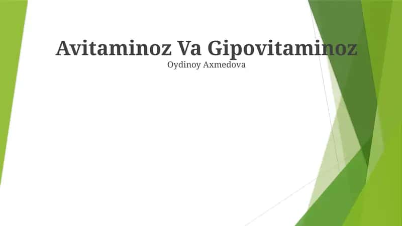 Avitaminoz Va Gipovitaminoz