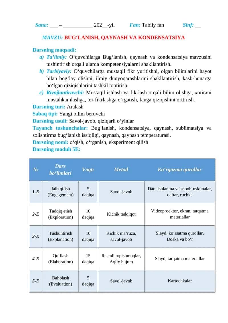 Bug‘lanish, qaynash va kondensatsiya_5E