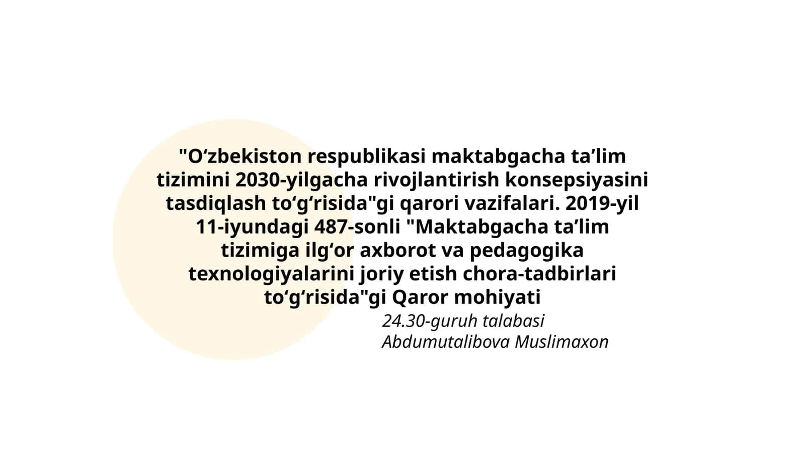 Maktabgacha taʼlim tizimini rivojlantirish