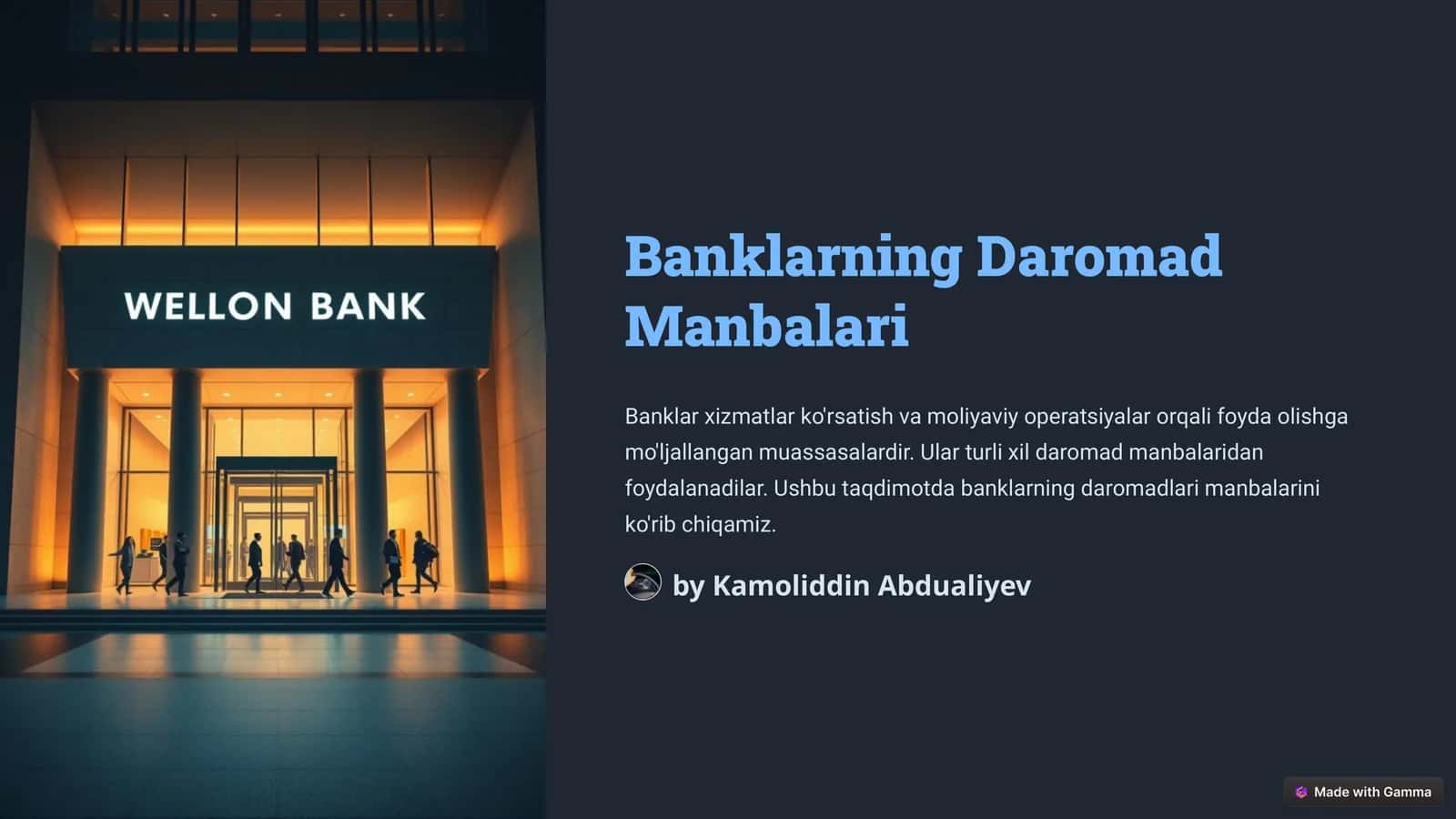 Banklarning Daromad Manbalari