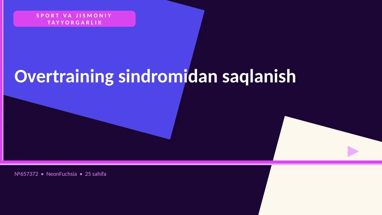 Overtraining sindromidan saqlanish