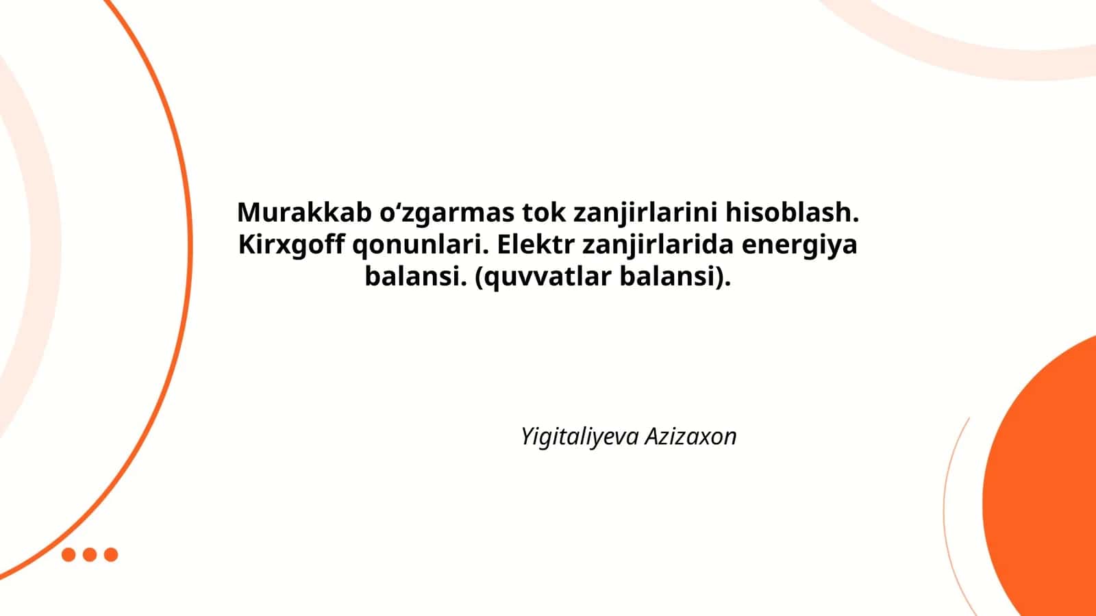 Murakkab o‘zgarmas tok zanjirlarini hisoblash
