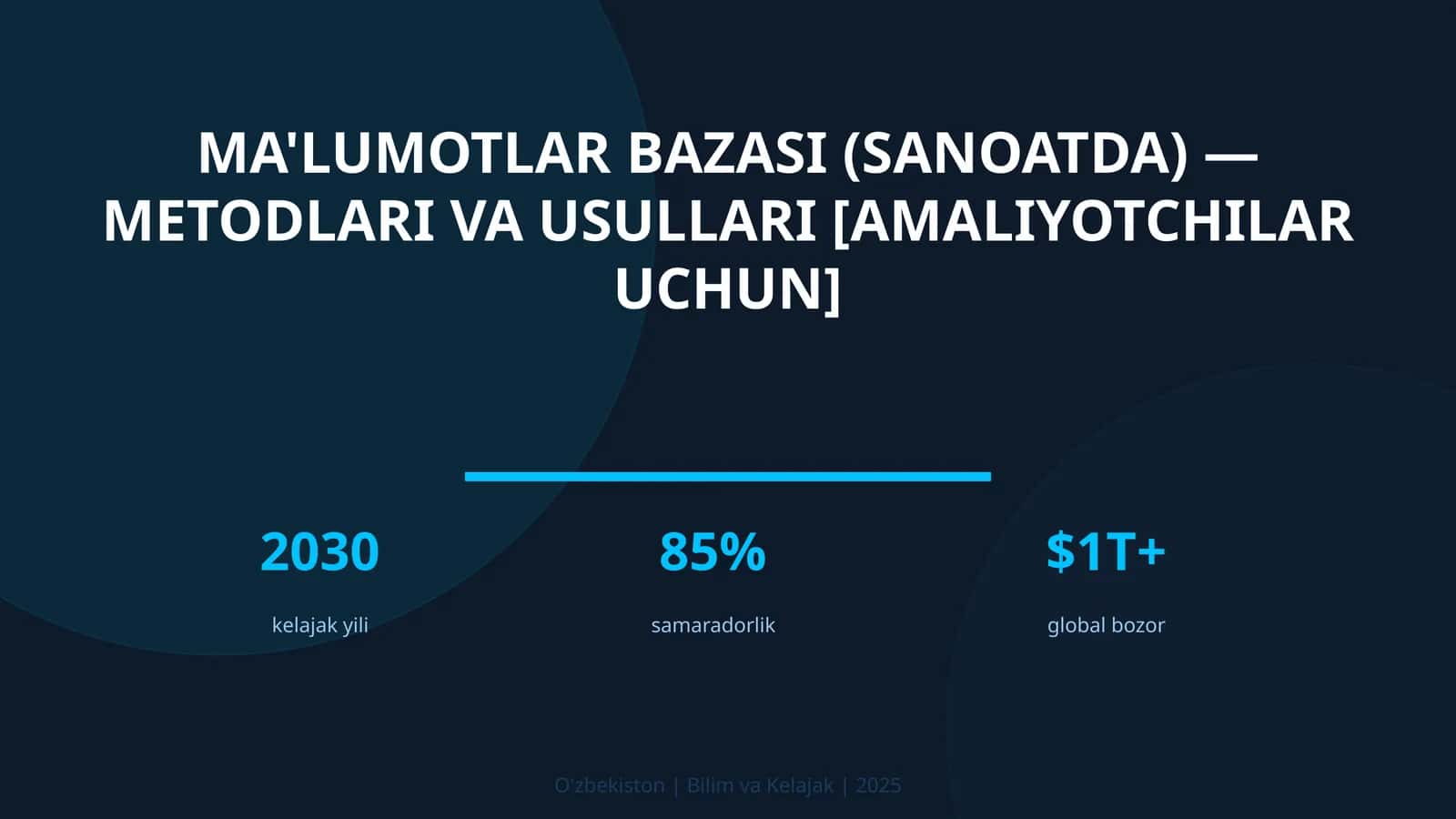 Ma'lumotlar bazasi (sanoatda) — metodlari va usullari [amaliyotchilar uchun]