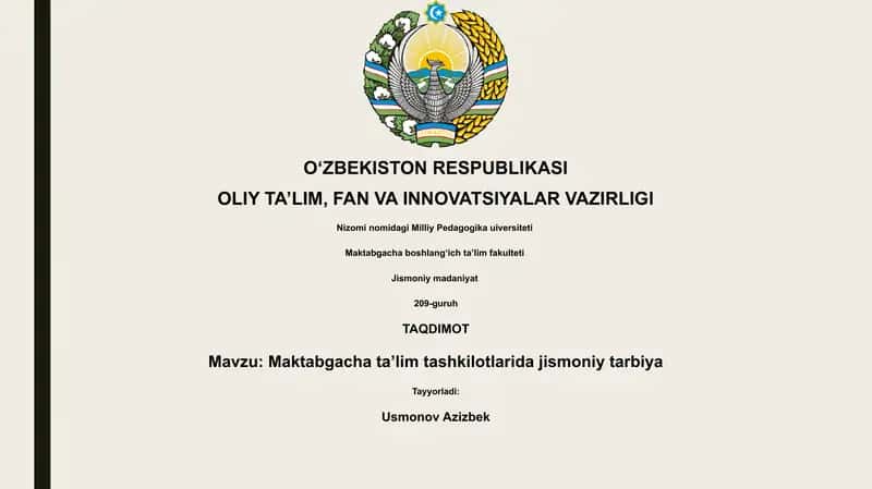 Maktabgacha ta'lim tashkilotlarida jismoniy tarbiya